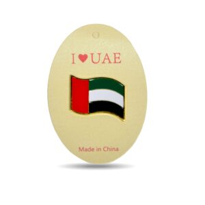 I ❤️ UAE Floating Flag Pin Badge – Gold Edge Metal Lapel for National Day