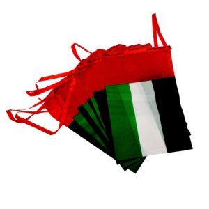 UAE Rope Flag – Pack of 6, 14x21 cm Mini Hanging Flags with String, Ideal for UAE National Day, Offices, Schools & Outdoor Decorations