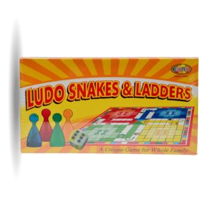 Yellow Ludo Snakes & Ladders Game – 15 Inch Classic Family Game with Bright Design, Foldable and Durable Board with Tokens and Dice, Fun for Kids and Adults