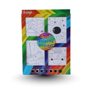 Kids 4-in-1 Paint By Number Canvas Set | Pre-Drawn Picture Frame Canvases with Paints | Art & Craft Kit for Children | DIY Coloring Activity