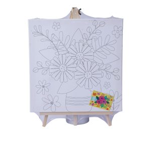 Floral Canvas Painting Set for Kids & Adults – Pre-Printed Picture Frame Canvas with Easel | DIY Colour-Your-Own Art Canvas for Beginners
