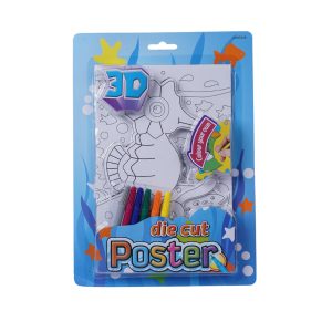 Kids 3D Die Cut Poster with Color Pens